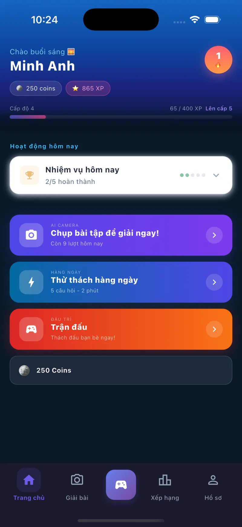 Witza app screenshot showing math problem being solved